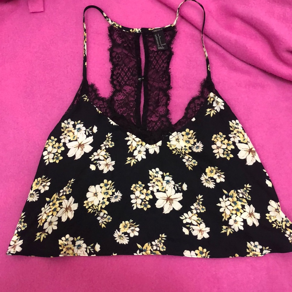 Black floral blouse